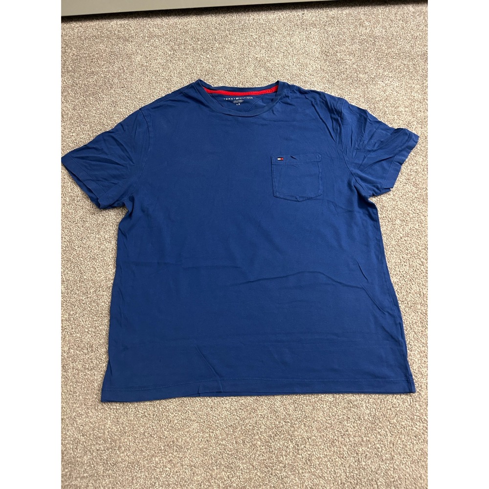 Tommy Hilfiger Pocket T-Shirt Mens Large Blue Excellent Short Sleeve Cotton Tee